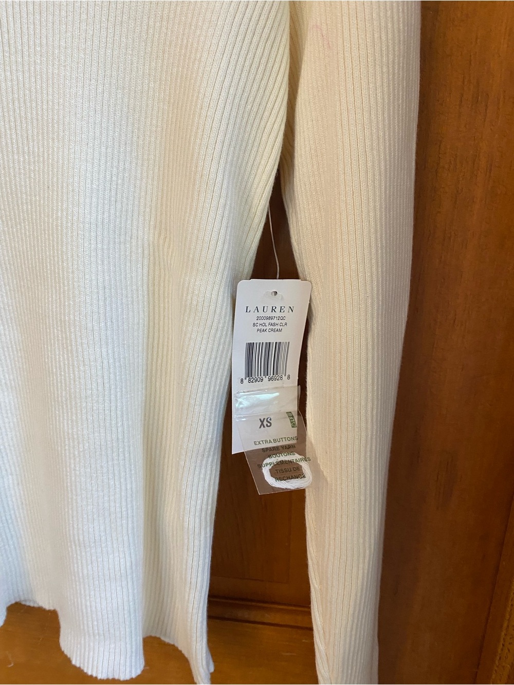 Lauren Ralph Lauren Cream Ribbed Turtleneck NWT - Picture 3 of 4
